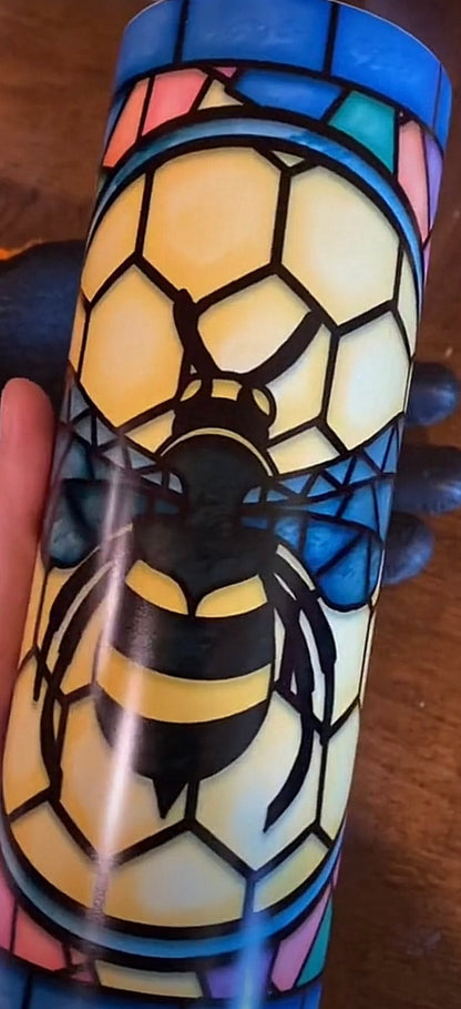 GLOW IN THE DARK STAINED GLASS BEE TUMBLER - CountryFide Custom Accessories and Outdoors
