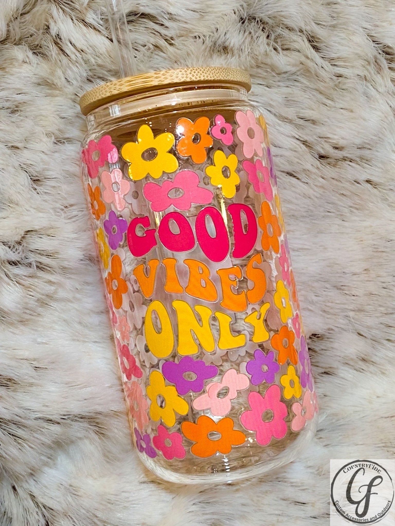GOOD VIBES GLASS TUMBLER - CountryFide Custom Accessories and Outdoors