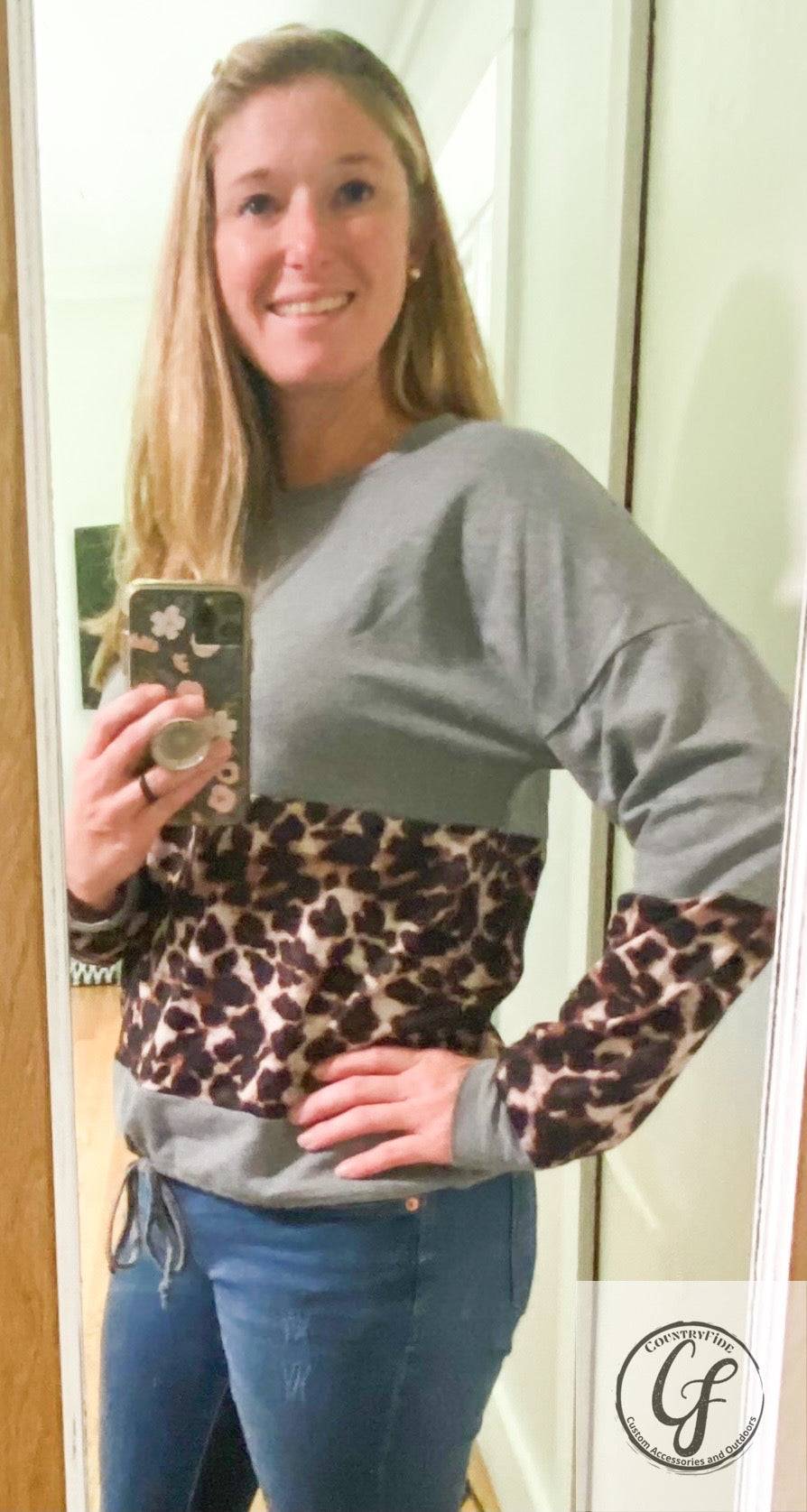 Grey/Leopard Long Sleeve - CountryFide Custom Accessories and Outdoors