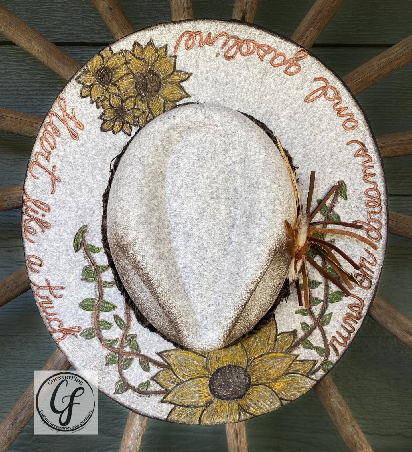 Heart Like A Truck Sunflower Fedora - CountryFide Custom Accessories and Outdoors