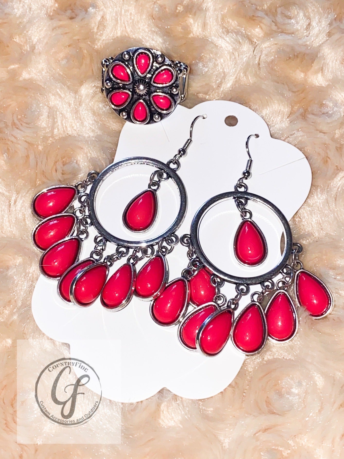 HOT PINK AND SILVER TEAR DROP EARRINGS - CountryFide Custom Accessories and Outdoors