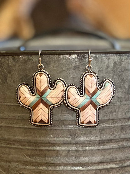 Western Aztec Cactus Earrings - CountryFide Custom Accessories and Outdoors
