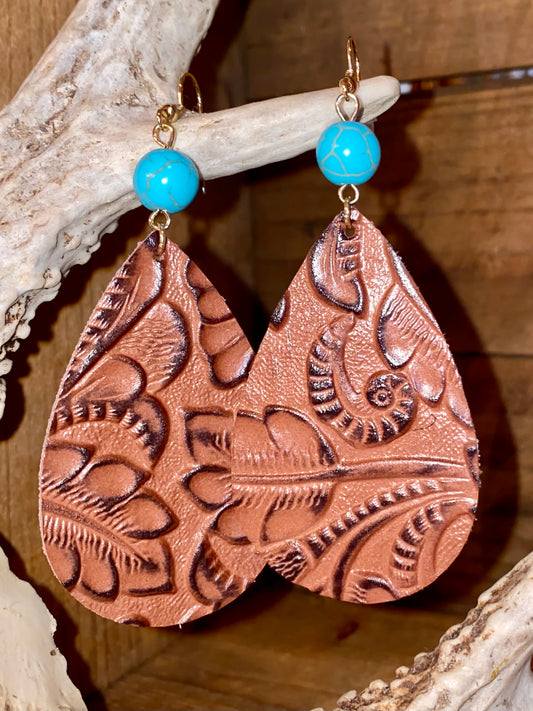 Tooled Leather Earrings - CountryFide Custom Accessories and Outdoors