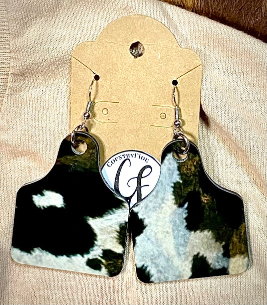 Cow Tag Black and White Earrings - CountryFide Custom Accessories and Outdoors