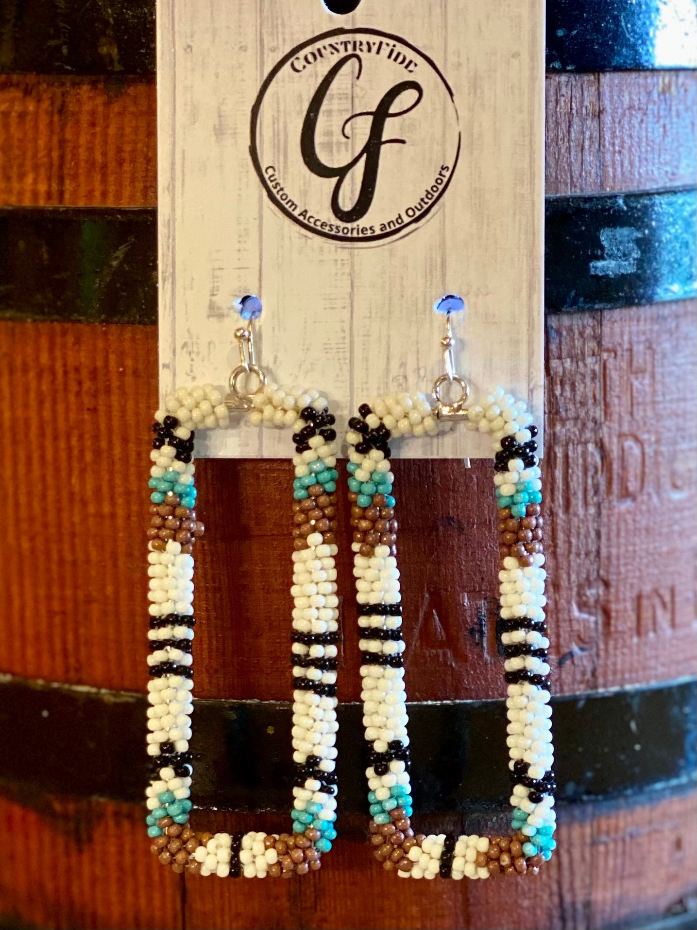 Ivory Rectangle Seed Bead Earrings - CountryFide Custom Accessories and Outdoors