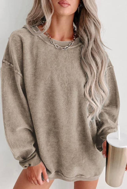 KHAKI CORDED CREW SWEATSHIRT - CountryFide Custom Accessories and Outdoors