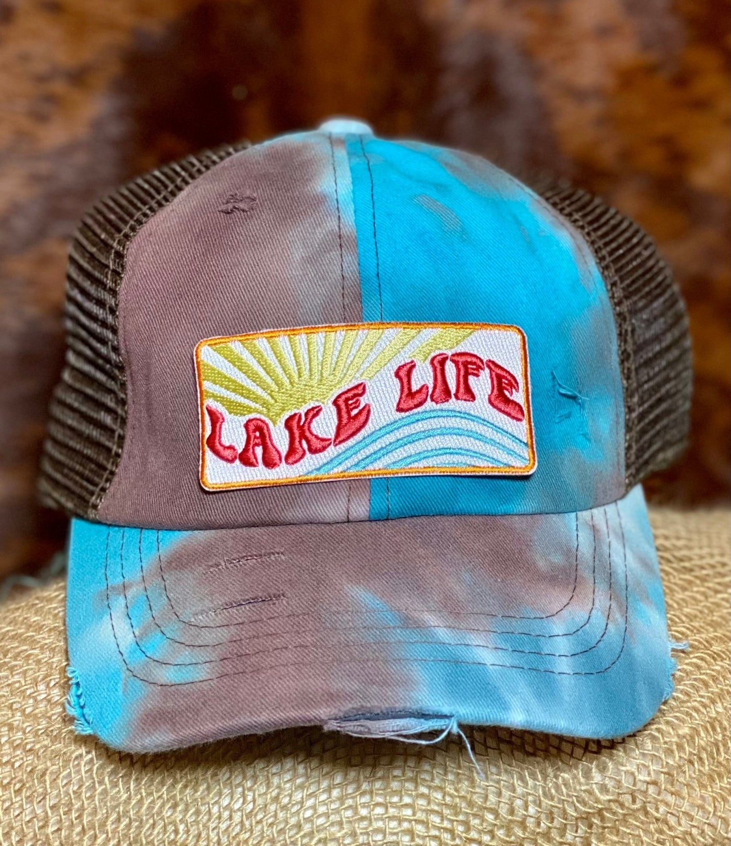 Lake Life Tie Dye Ponytail Cap - CountryFide Custom Accessories and Outdoors