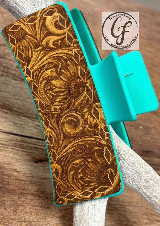 Leather Jumbo Claw Clip - CountryFide Custom Accessories and Outdoors