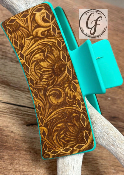 Leather Jumbo Claw Clip - CountryFide Custom Accessories and Outdoors