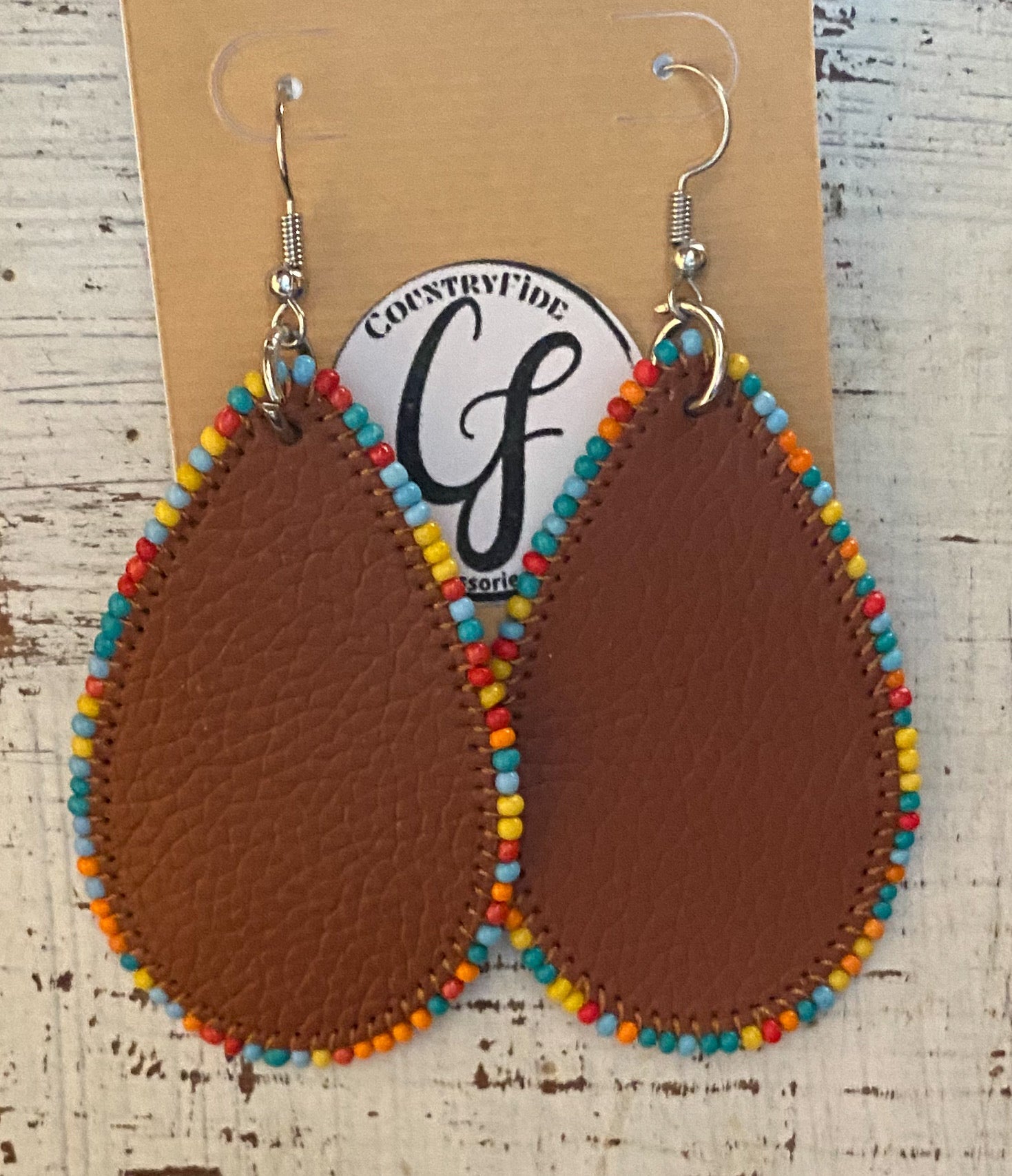 Leather Multi Color Bead Teardrop - CountryFide Custom Accessories and Outdoors