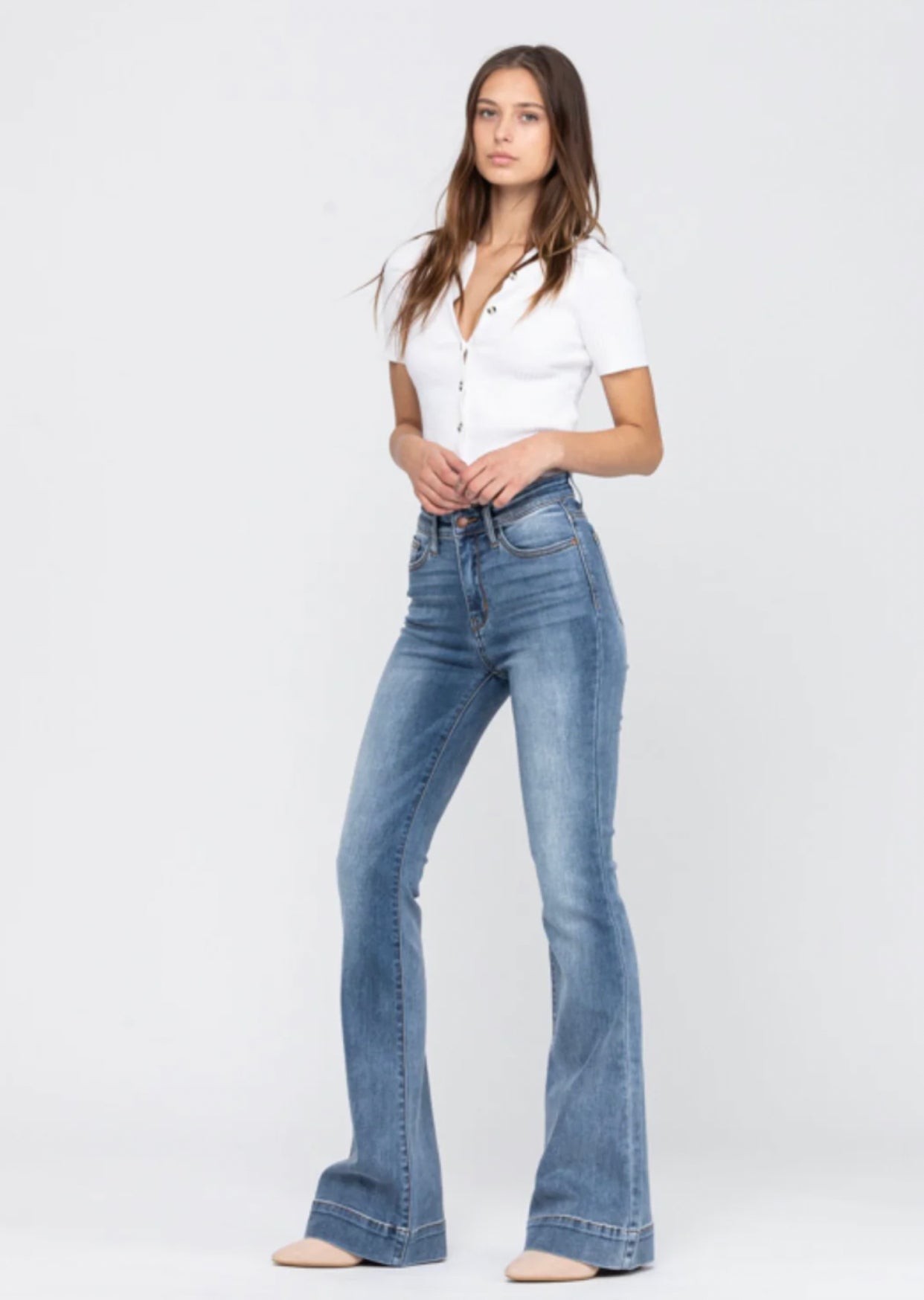 Medium Wash Mid Rise Trouser Flare Denim Judy Blue - CountryFide Custom Accessories and Outdoors