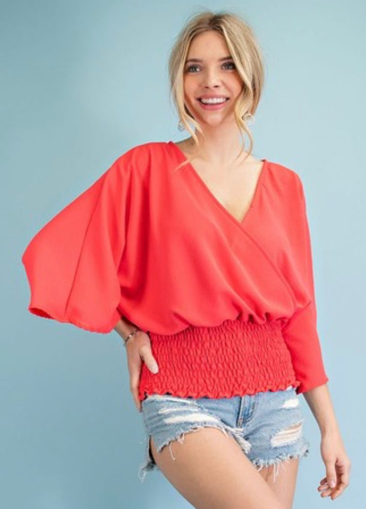 Michelle Smocked Waist Wrap Kimono Top - CountryFide Custom Accessories and Outdoors