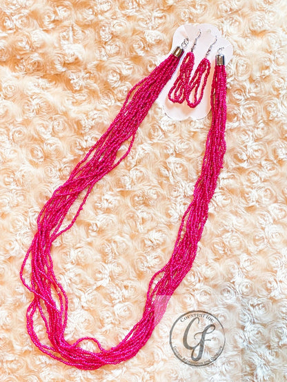 Multi String Beaded Necklace With Matching Earring - CountryFide Custom Accessories and Outdoors