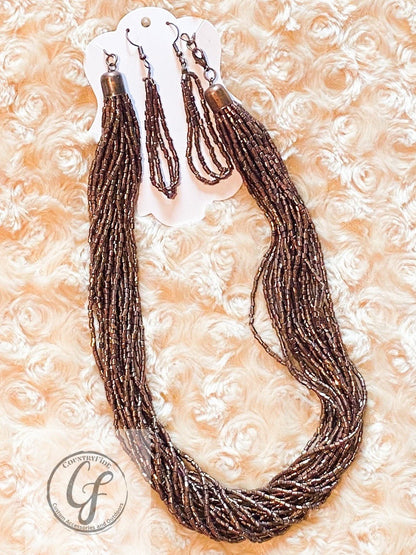 Multi String Beaded Necklace With Matching Earring - CountryFide Custom Accessories and Outdoors