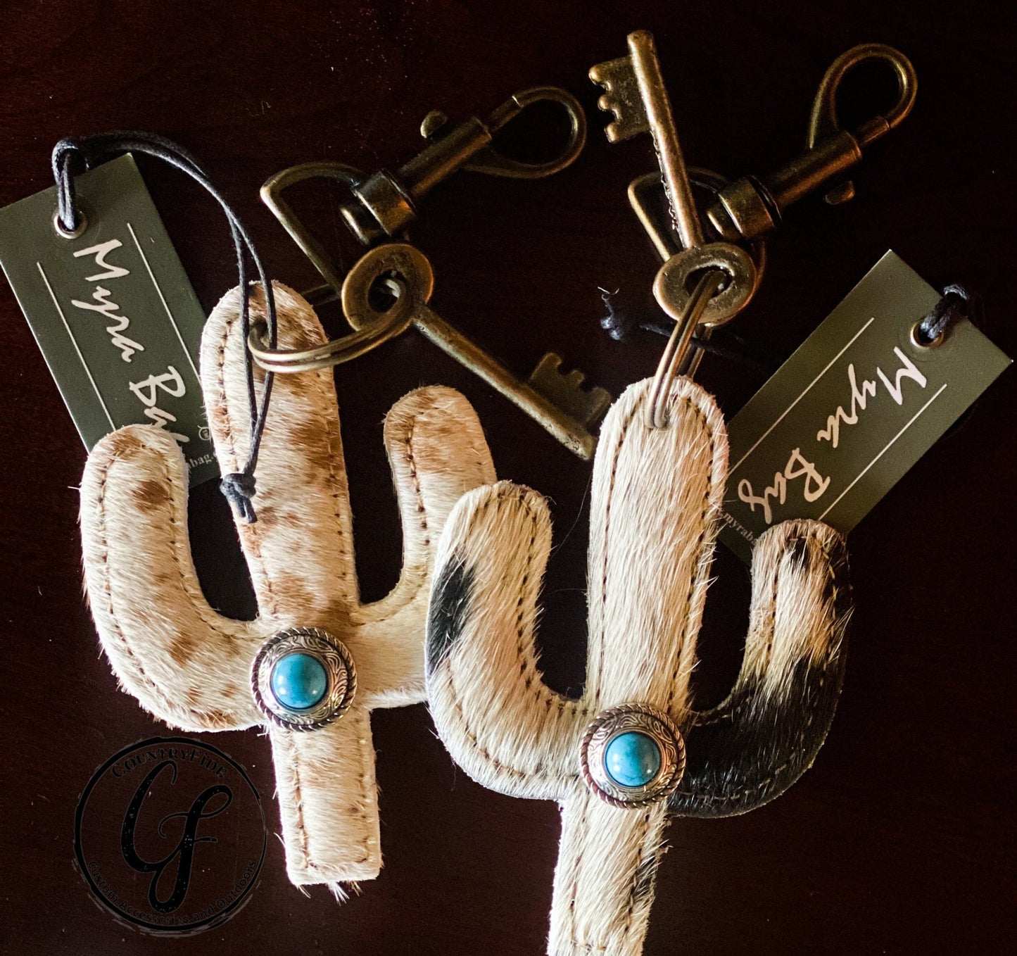 🌵 MYRA FUR AND LEATHER CACTUS KEYCHAINS 🌵 - CountryFide Custom Accessories and Outdoors