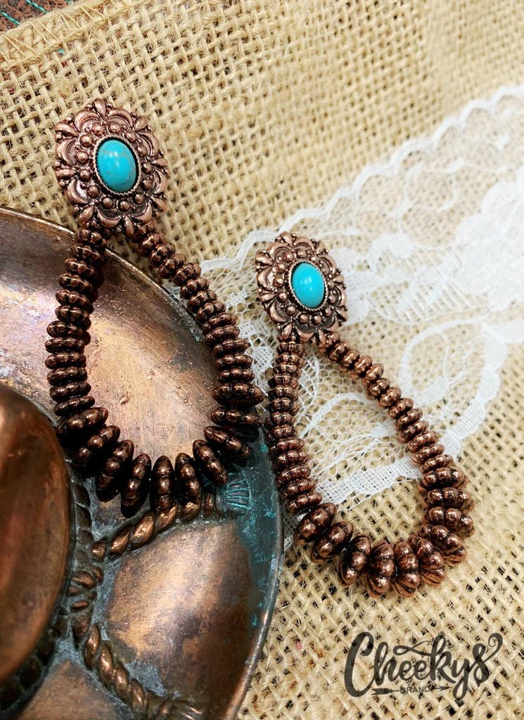 Oaklynn Bronze and Turquoise Earrings - CountryFide Custom Accessories and Outdoors