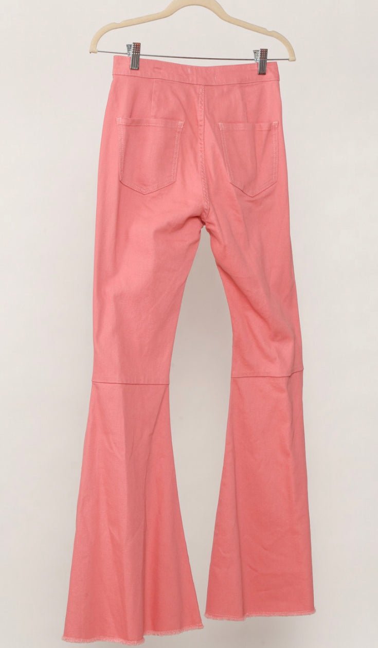 Peach Raw Hem Flare Pants - CountryFide Custom Accessories and Outdoors
