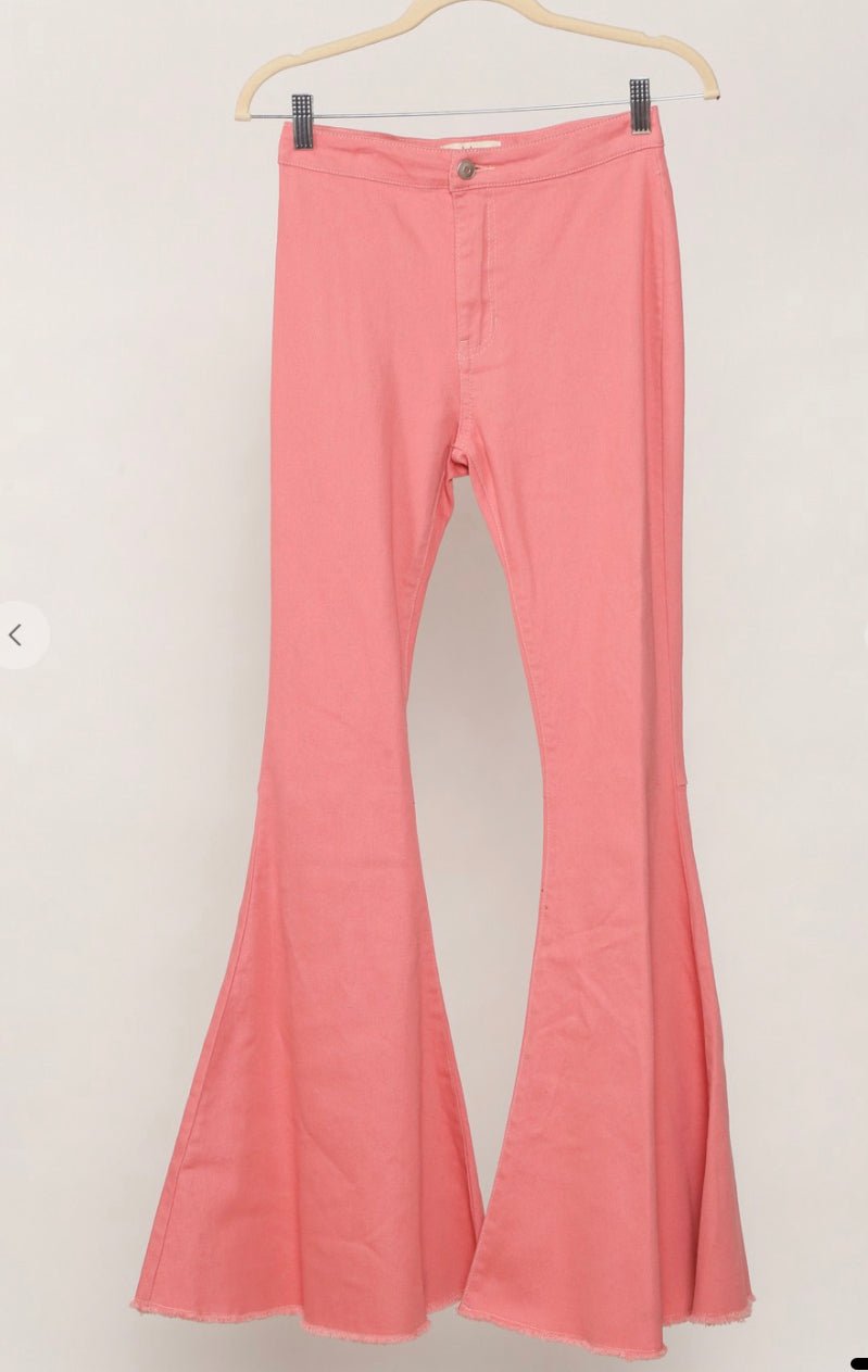 Peach Raw Hem Flare Pants - CountryFide Custom Accessories and Outdoors