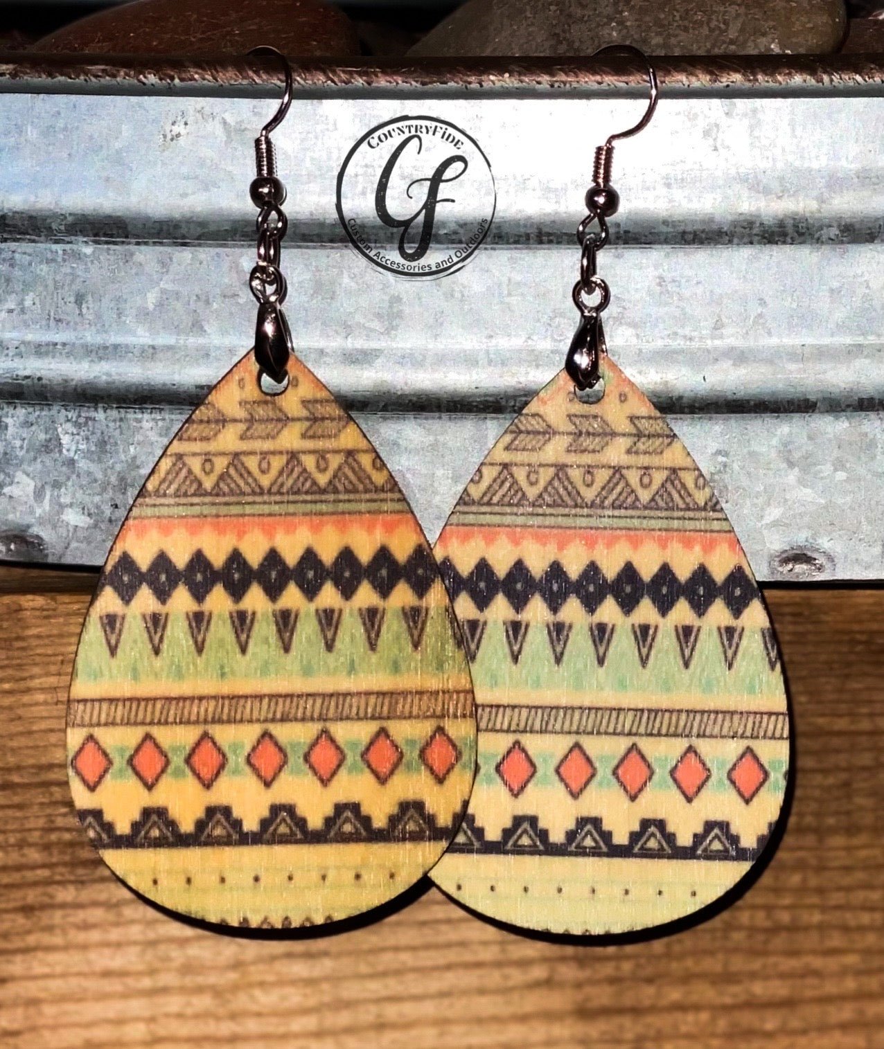 PINK AZTEC WOOD EARRINGS - CountryFide Custom Accessories and Outdoors