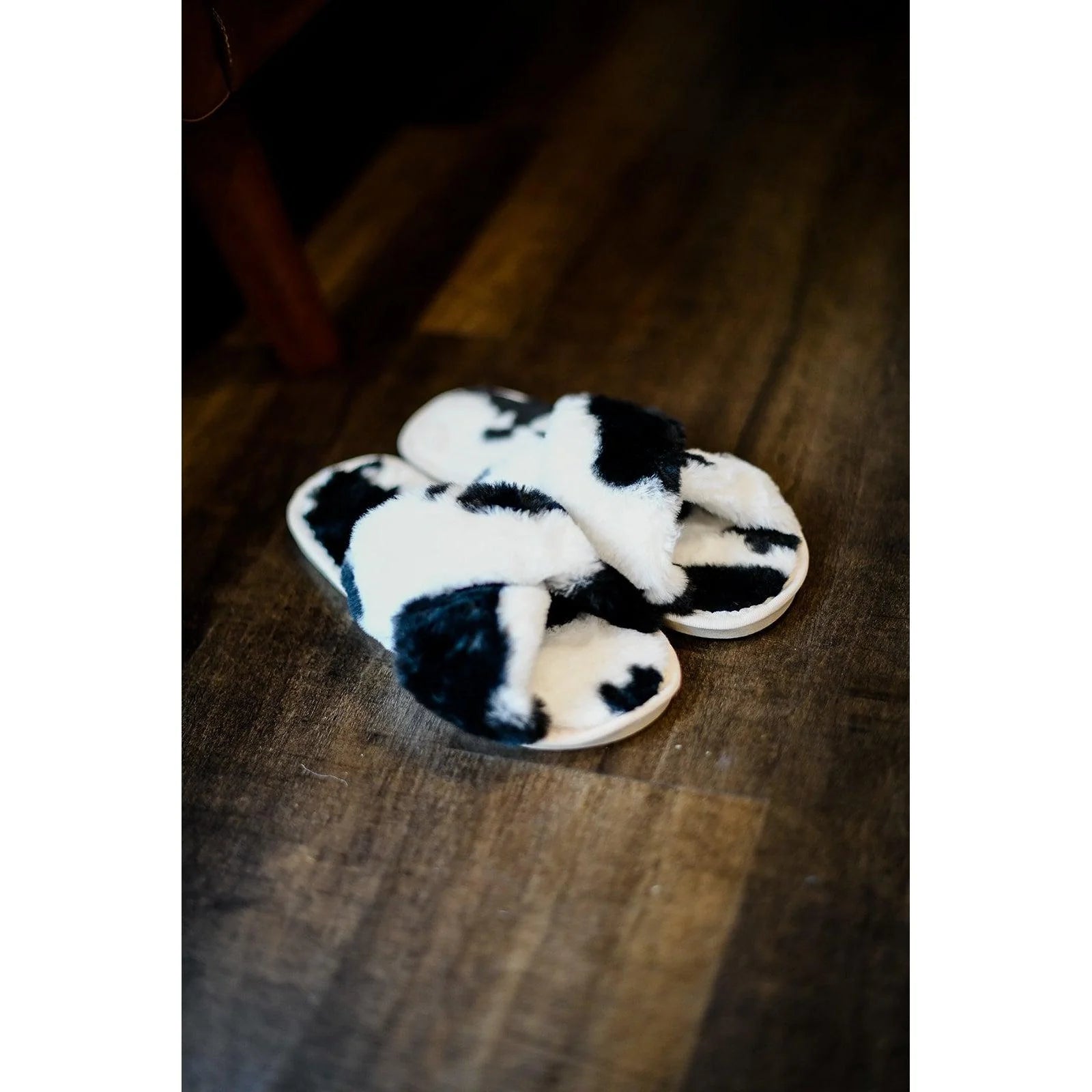 PLUSH COW PRINT SLIPPERS - CountryFide Custom Accessories and Outdoors