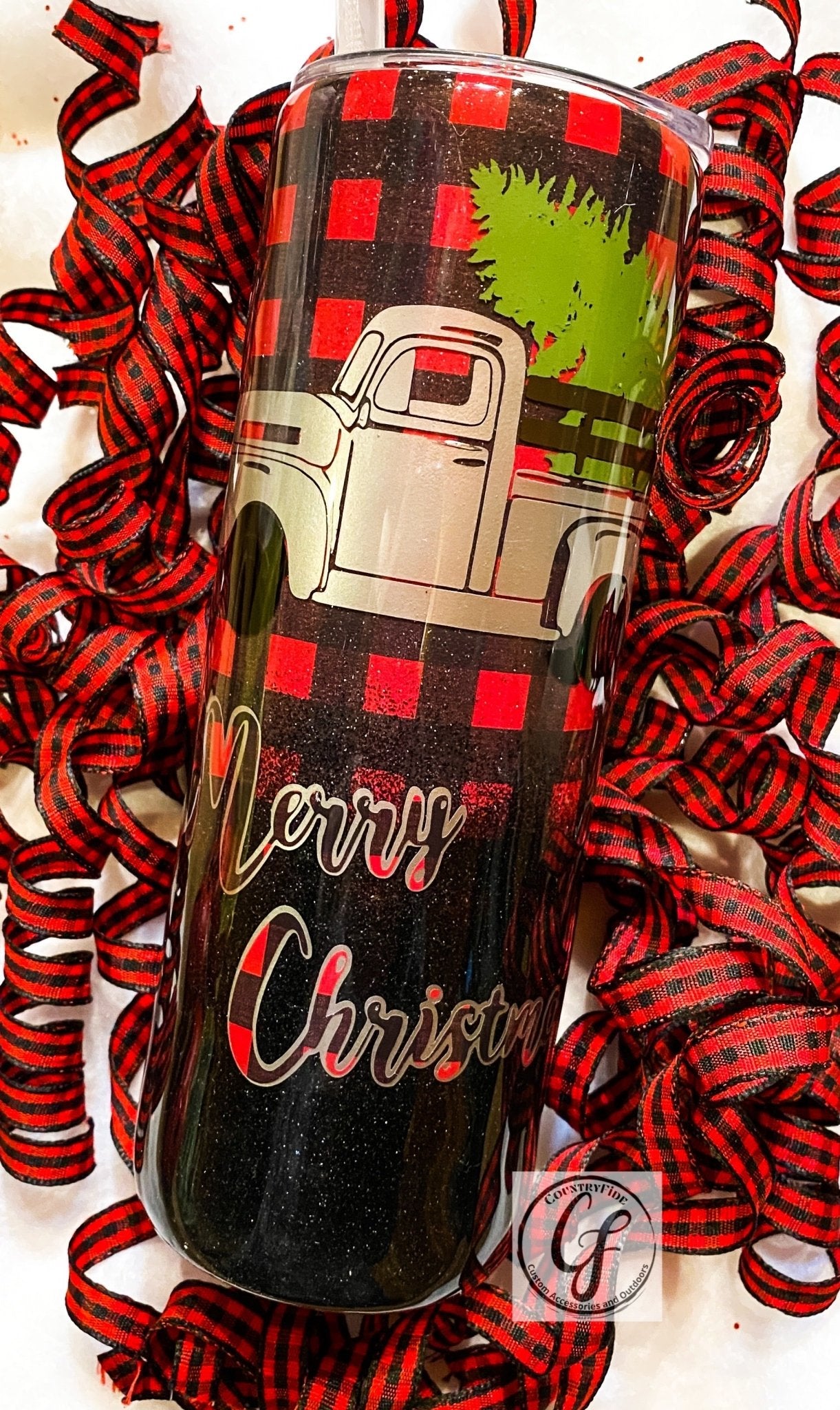 Red and Black Plaid Christmas Truck - CountryFide Custom Accessories and Outdoors
