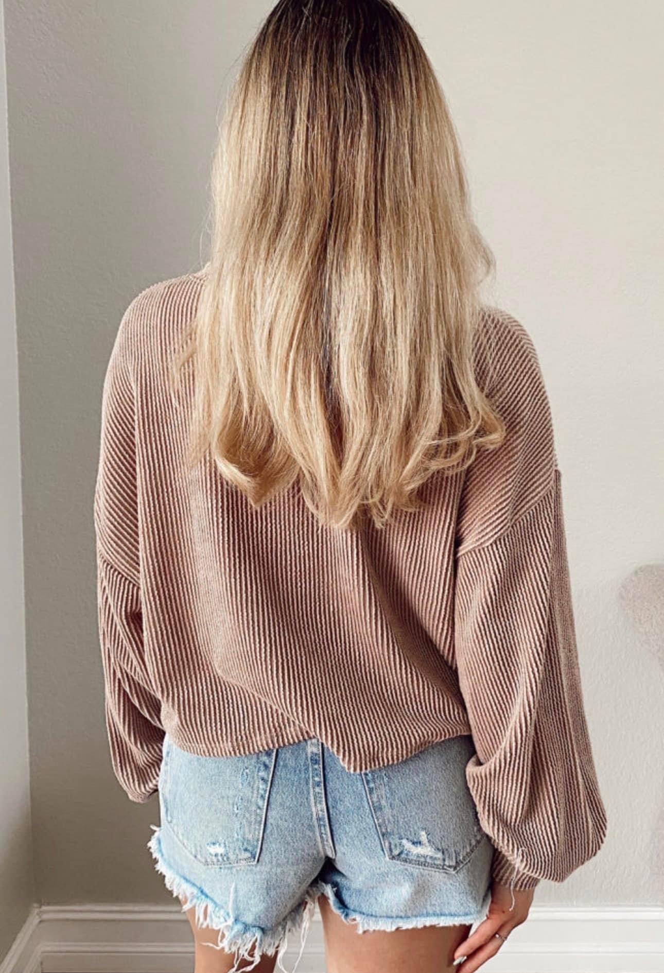 RIBBED BLUSH CROPPED LONG SLEEVE - CountryFide Custom Accessories and Outdoors