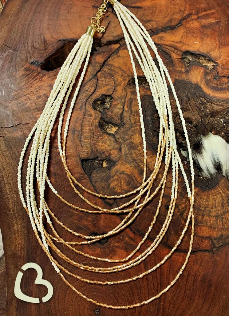 Rio Grande Golden Beaded Collection Necklace in Ivory - CountryFide Custom Accessories and Outdoors
