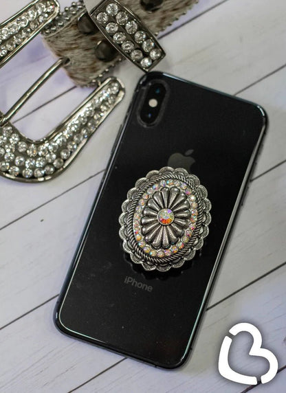 Saddle Your Dreams Silver Concho Phone Grip - CountryFide Custom Accessories and Outdoors