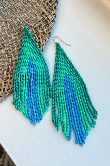 SHADES OF AQUA SUMMER BEAD EARRINGS - CountryFide Custom Accessories and Outdoors