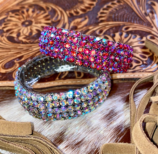 SHINE BRIGHT AB AND PINK RHINESTONE BRACELET - CountryFide Custom Accessories and Outdoors