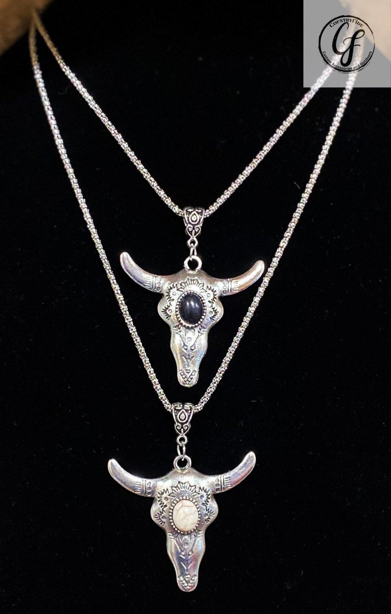 Silver Steer Necklace - CountryFide Custom Accessories and Outdoors