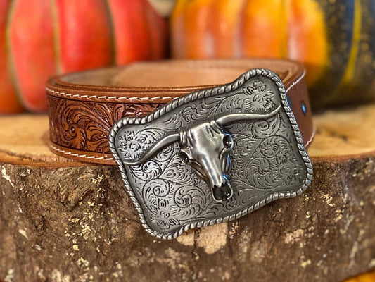 Structured Hand-Tooled Leather Belt - XL - CountryFide Custom Accessories and Outdoors