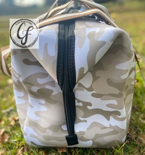 Tan Camo Neoprene Weekender Bag - CountryFide Custom Accessories and Outdoors