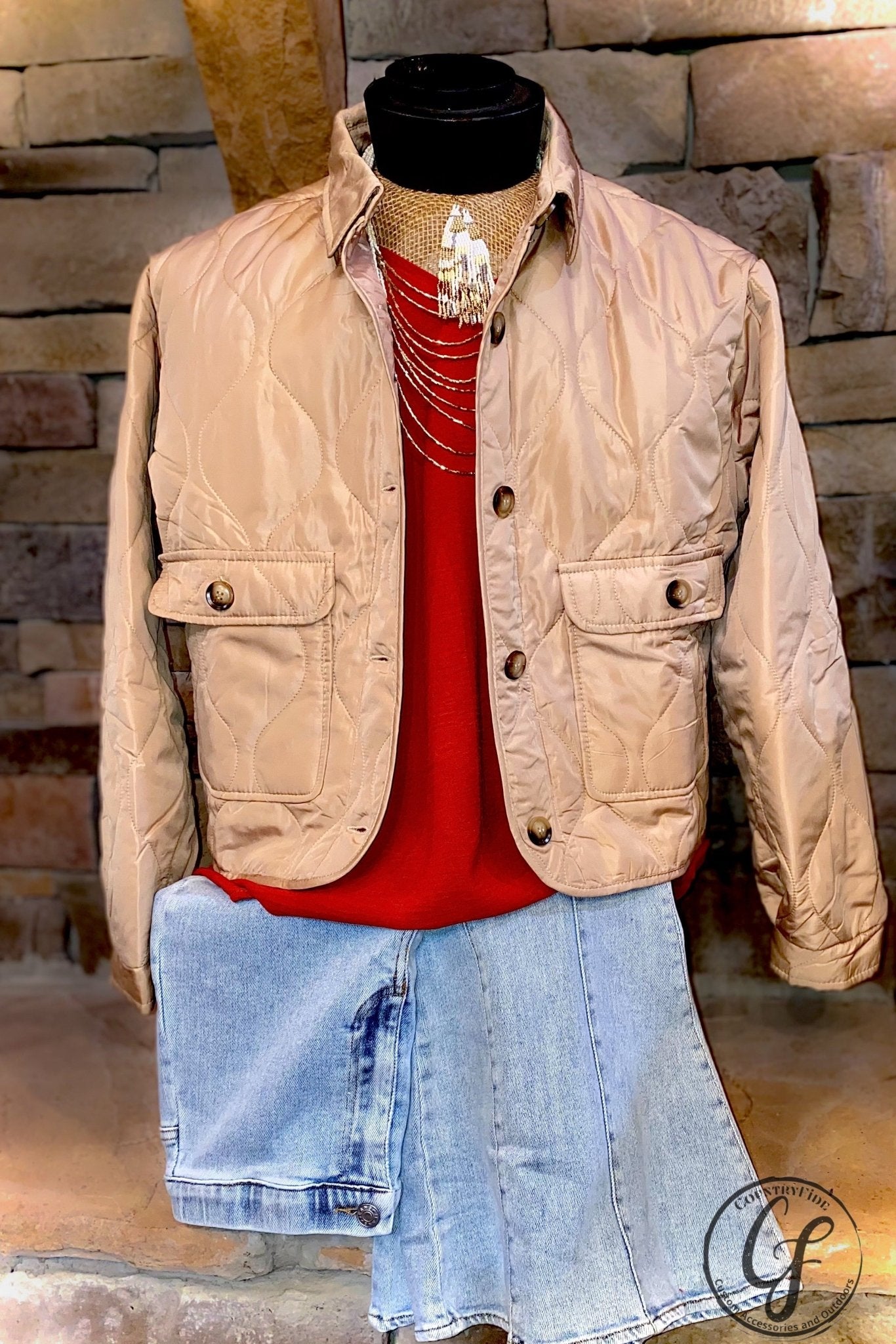 Tan Quilted Lightweight Jacket - CountryFide Custom Accessories and Outdoors