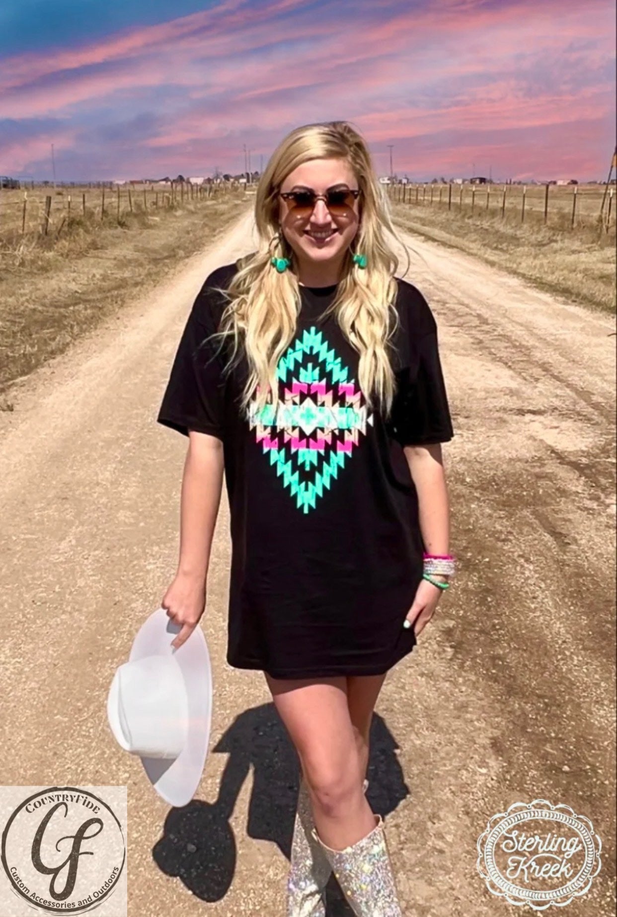TURQUOISE SANDS BOYFRIEND TSHIRT DRESS - CountryFide Custom Accessories and Outdoors