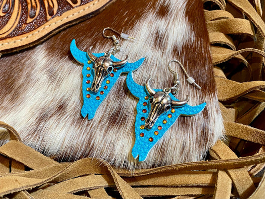 TURQUOISE WESTERN BULL EARRINGS - CountryFide Custom Accessories and Outdoors