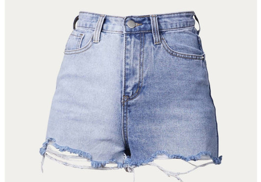 Two-Tone Colorblocked Denim Short In Light Denim - CountryFide Custom Accessories and Outdoors