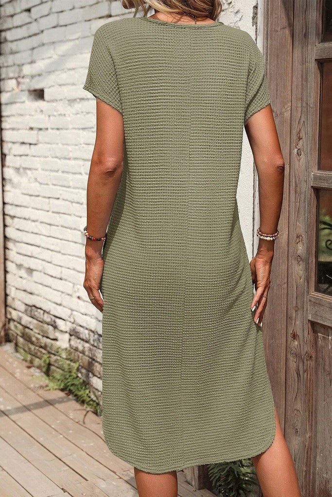 Waffle Knit Side Slit Dress - CountryFide Custom Accessories and Outdoors