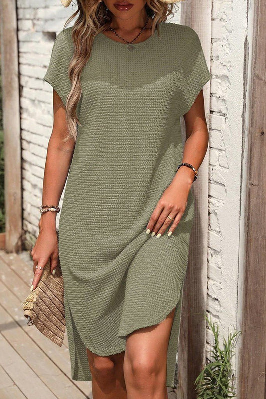 Waffle Knit Side Slit Dress - CountryFide Custom Accessories and Outdoors