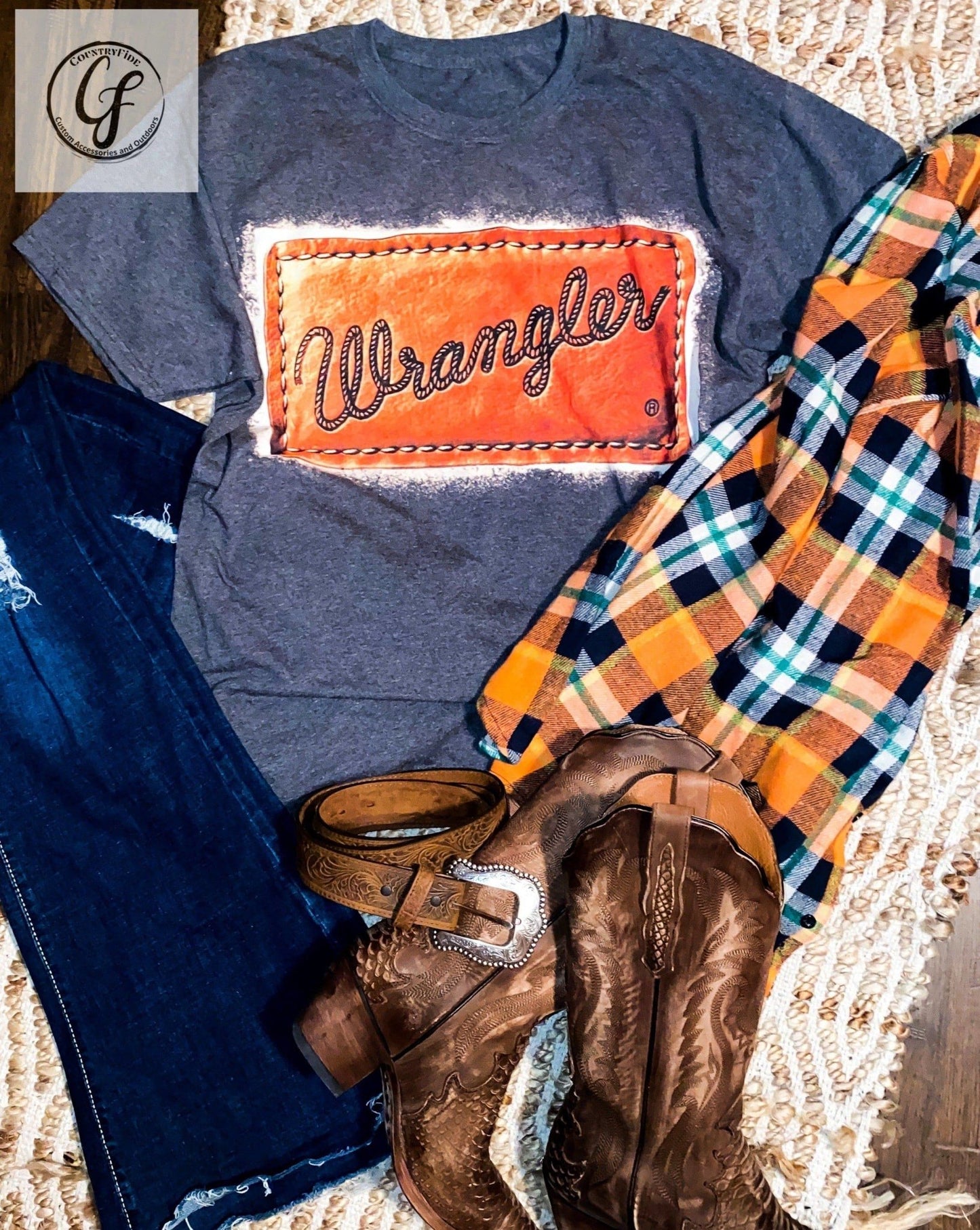 Western Leather Patch Tee - CountryFide Custom Accessories and Outdoors
