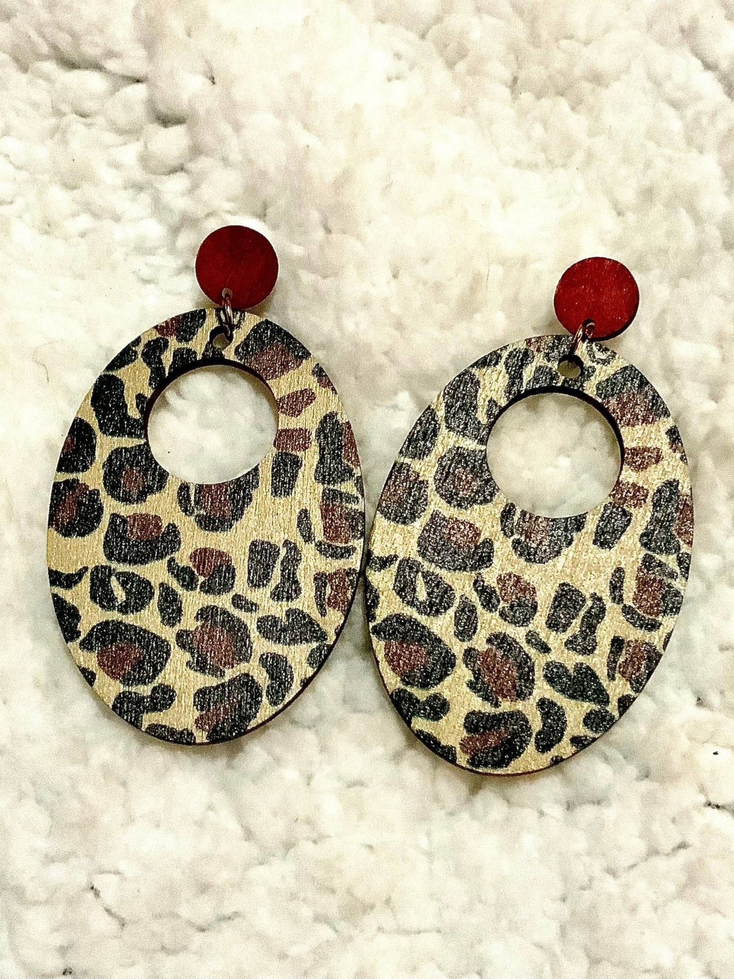 Wood Leopard Earrings - CountryFide Custom Accessories and Outdoors